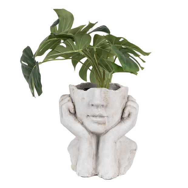 HAES DECO - Bloempot Binnen Vrouw 20x17x22 cm Grijs Steen Plantenpot