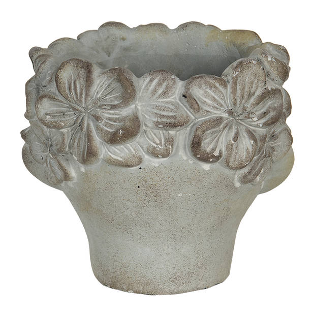 HAES DECO - Bloempot 16x15x13 cm Grijs Steen Bloempot binnen Plantenpot Plant pot