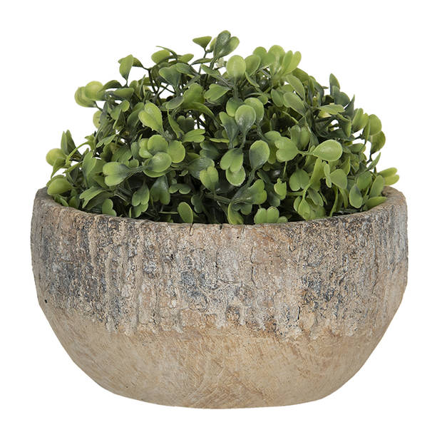 HAES DECO - Bloempot Ø 23x11 cm Bruin Steen Rond Bloempot binnen Plantenpot Plant pot