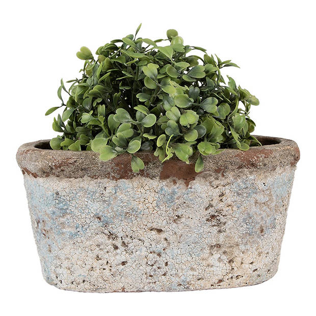 HAES DECO - Bloempot 19x11x10 cm Beige Blauw Terracotta