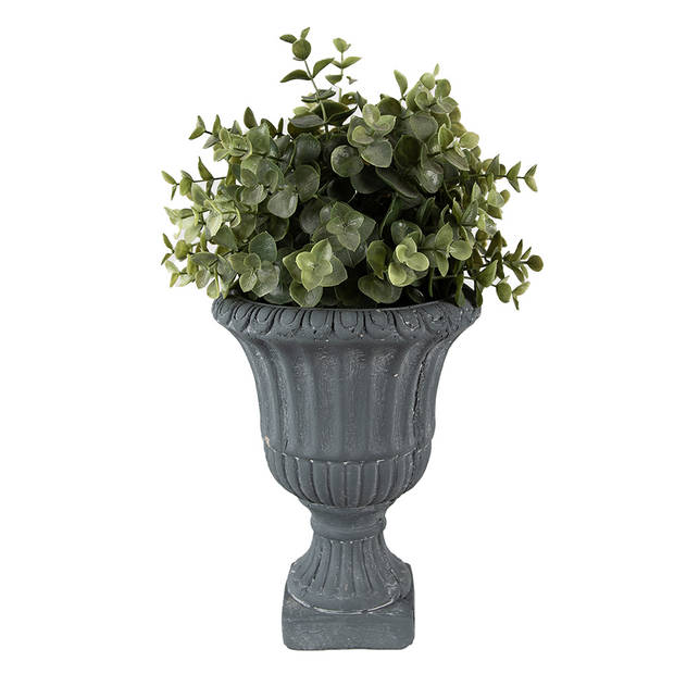 HAES DECO - Bloempot Binnen Ø 15x20 cm Grijs Steen Plantenpot