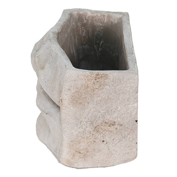 HAES DECO - Bloempot Mond 21x13x14 cm Grijs Steen Bloempot binnen Plantenpot Plant pot