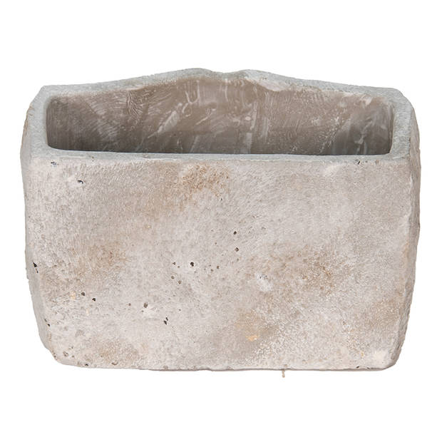 HAES DECO - Bloempot Mond 21x13x14 cm Grijs Steen Bloempot binnen Plantenpot Plant pot