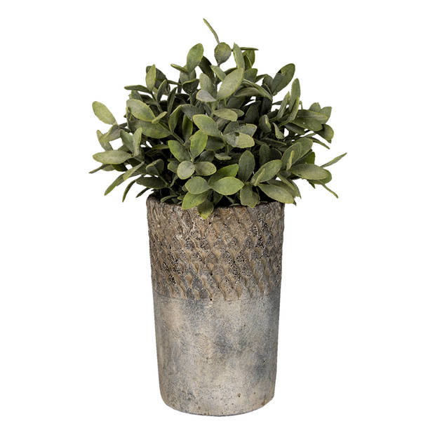 HAES DECO - Bloempot Ø 24x39 cm Grijs Steen Rond Bloempot binnen Plantenpot Plant pot