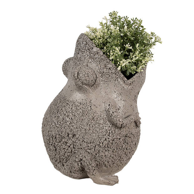 HAES DECO - Bloempot Kikker 26x25x32 cm Grijs Polyresin