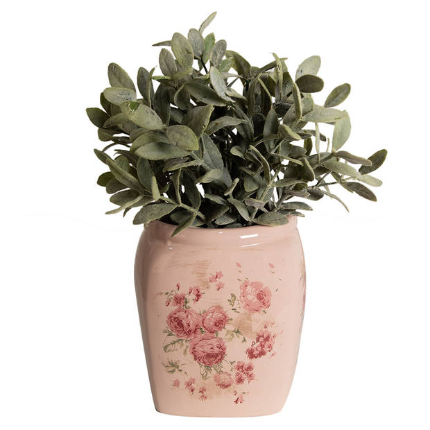 HAES DECO - Bloempot 14x14x16 cm Roze Keramiek Bloemen Bloempot Binnen