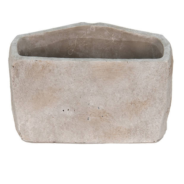 HAES DECO - Bloempot Mond 26x16x16 cm Grijs Steen Bloempot binnen Plantenpot Plant pot