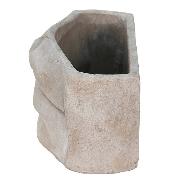 HAES DECO - Bloempot Mond 26x16x16 cm Grijs Steen Bloempot binnen Plantenpot Plant pot