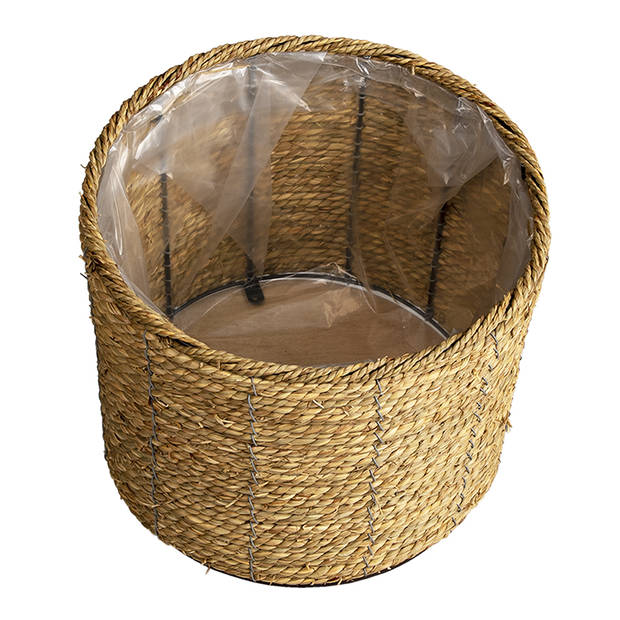 HAES DECO - Bloempot Ø 30x23 cm Bruin Zeegras Rond Bloempot binnen Plantenpot Plant pot