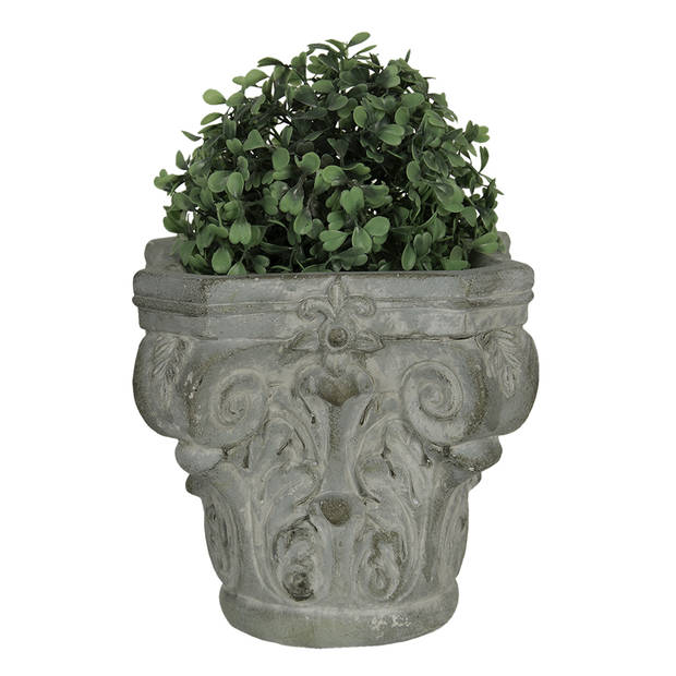 HAES DECO - Bloempot 17x17x16 cm Grijs Groen Steen Vierkant Bloempot binnen Plantenpot Plant pot