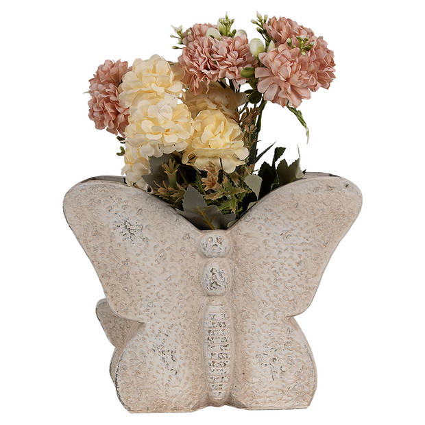 HAES DECO - Bloempot Vlinder 24x10x19 cm Beige Steen