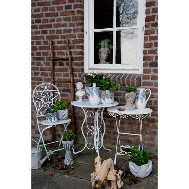 HAES DECO - Bloempot Buste 14x13x21 cm Grijs Steen Bloempot binnen Plantenpot Plant pot