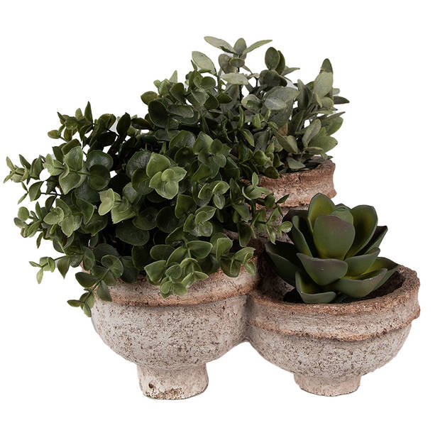 HAES DECO - Bloempot 27x29x17 cm Beige Polyresin Plantenpot