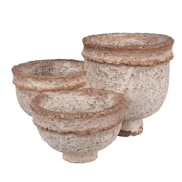 HAES DECO - Bloempot 27x29x17 cm Beige Polyresin Plantenpot