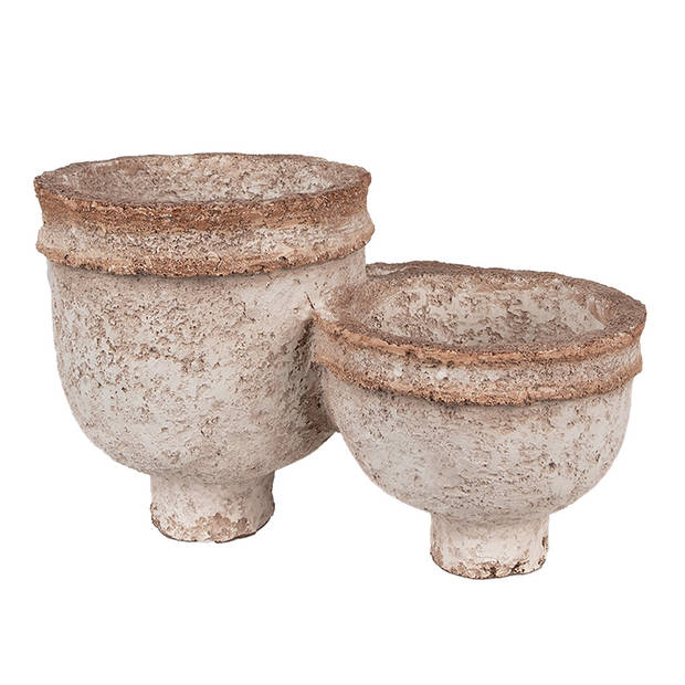 HAES DECO - Bloempot 27x29x17 cm Beige Polyresin Plantenpot