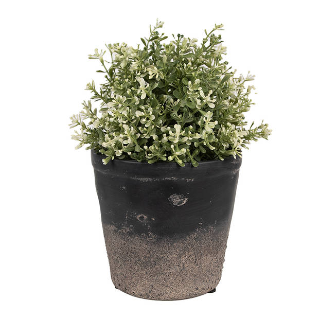 HAES DECO - Bloempot Binnen Ø 15x14 cm Zwart Bruin Keramiek Plantenpot