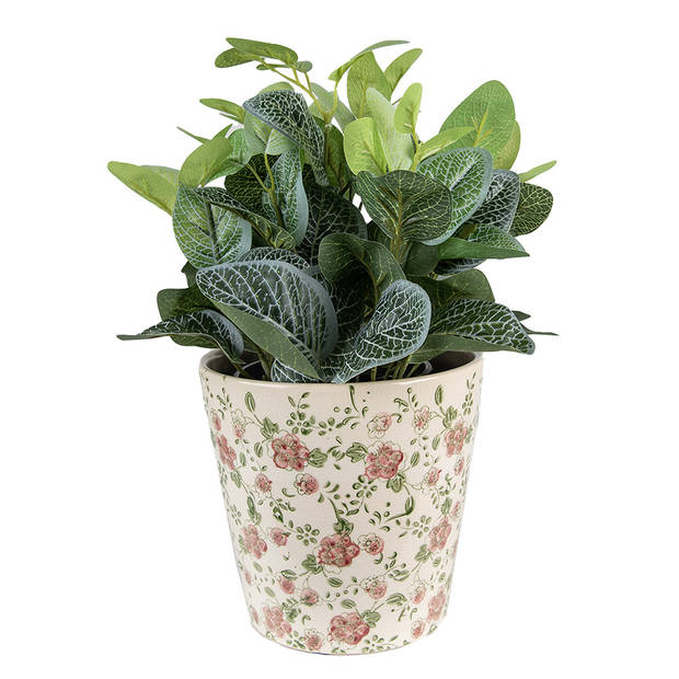 HAES DECO - Bloempot Ø 19x18 cm Roze Beige Keramiek Bloemen Bloempot binnen Plantenpot Plant pot