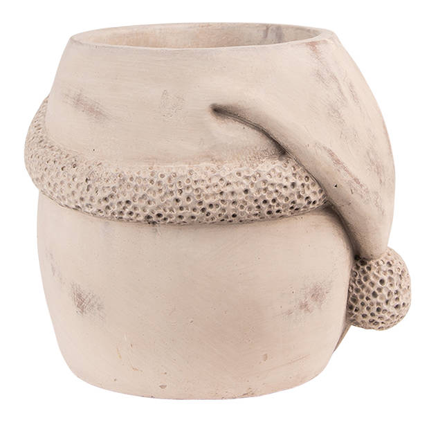 HAES DECO - Bloempot Kerstman 22x20x17 cm Beige Steen Bloempot binnen Plantenpot Plant pot