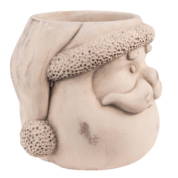 HAES DECO - Bloempot Kerstman 22x20x17 cm Beige Steen Bloempot binnen Plantenpot Plant pot