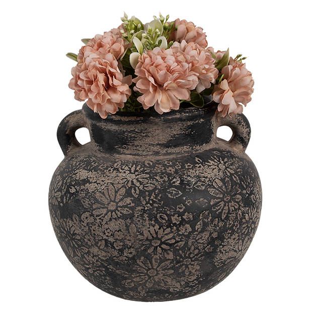 HAES DECO - Bloempot Ø 16x14 cm Grijs Keramiek