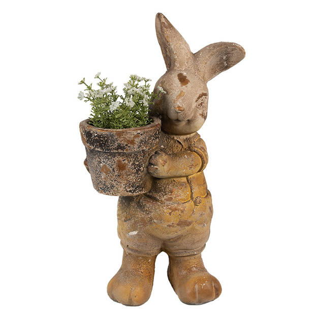 HAES DECO - Bloempot Konijn 41 cm Bruin Keramisch materiaal Decoratie Beeld