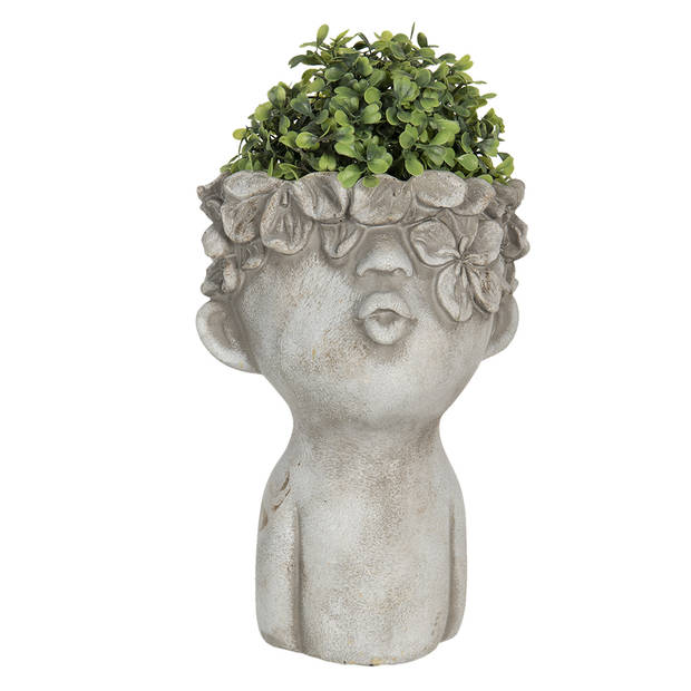 HAES DECO - Bloempot 17x17x25 cm Grijs Steen Bloempot binnen Plantenpot Plant pot