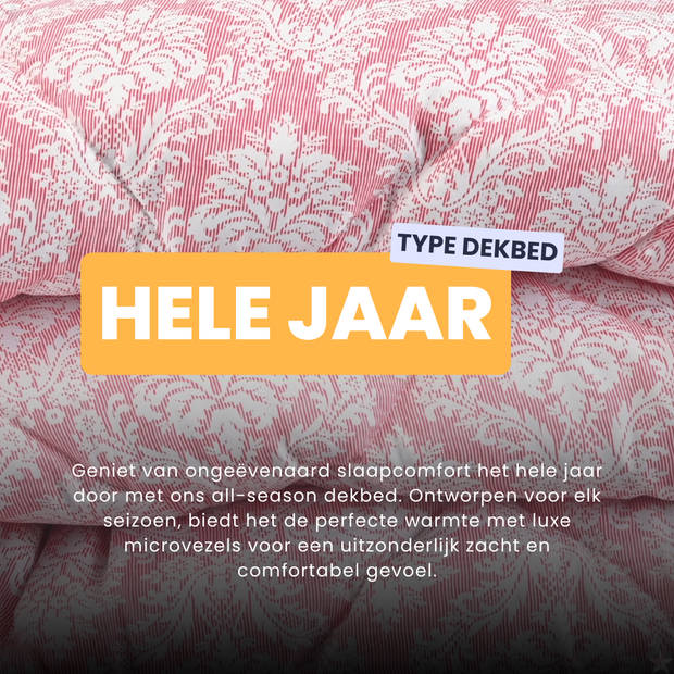 HappyBed Pink elegance 240x220 - Wasbaar dekbed zonder overtrek - Bedrukt dekbed zonder hoes