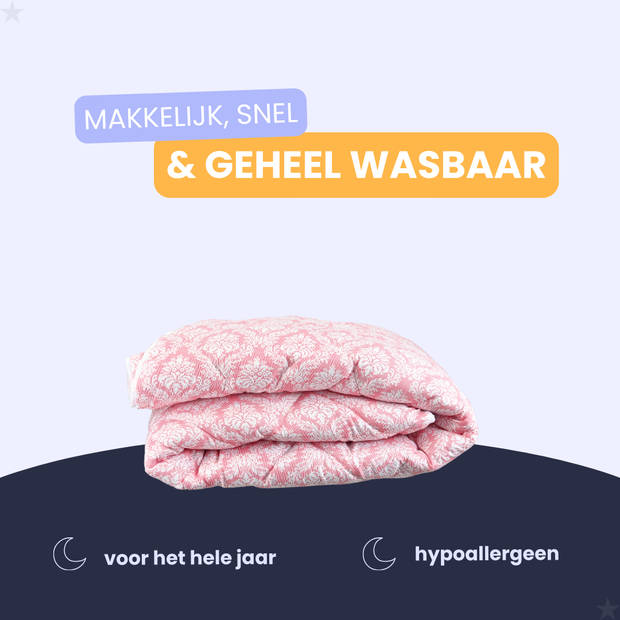 HappyBed Pink elegance 200x200 - Wasbaar dekbed zonder overtrek - Bedrukt dekbed zonder hoes