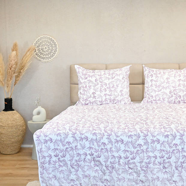 HappyBed Violet leaves 140x200 - Wasbaar dekbed zonder overtrek - Bedrukt dekbed zonder hoes