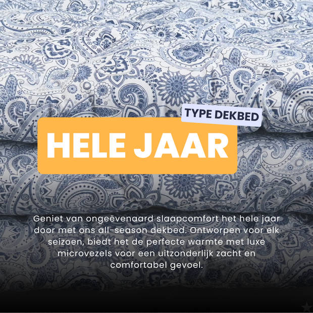 HappyBed Midnight paisley 200x200 - Wasbaar dekbed zonder overtrek - Bedrukt dekbed zonder hoes