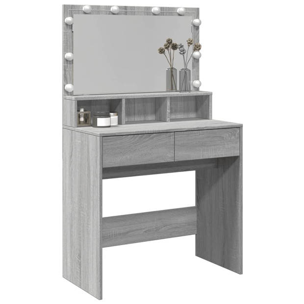 vidaXL Kaptafel met LED 80x41x134,5 cm grijs sonoma eikenkleurig