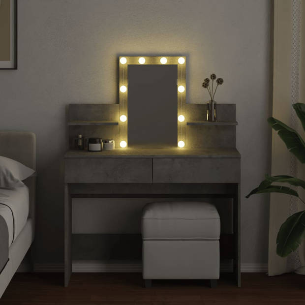 vidaXL Kaptafel met LED-verlichting 100x40x130 cm betongrijs