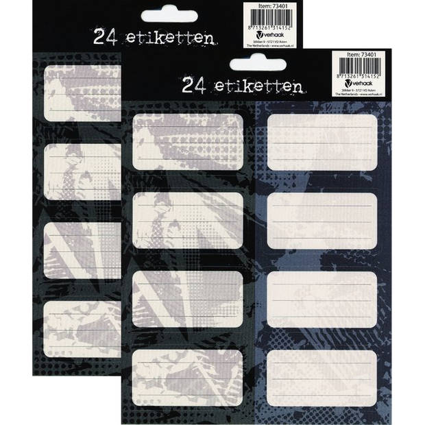 Get Done - Schooletiketten - Jongens - Grijs/blauw - 48 Stuks