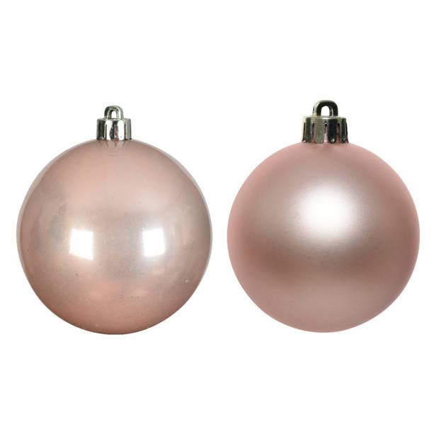 Decoris Kerstballen - 12x ST - lichtroze - mat en glans - 6 cm - Kerstbal