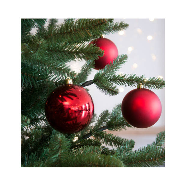 4x Kunststof kerstballen glanzend/mat kerst rood 10 cm kerstboom versiering/decoratie - Kerstbal