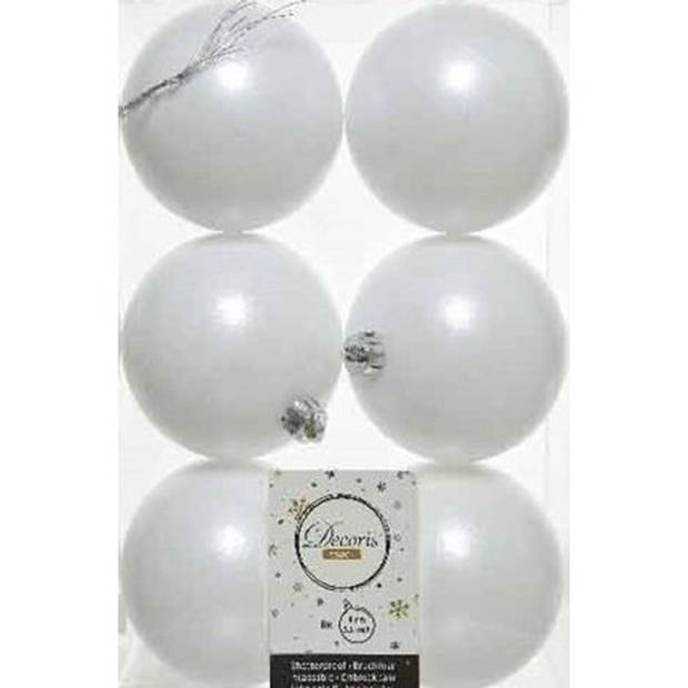 Decoris kerstballen - 30x st - wit - D8 cm - kunststof - mat - onbreekbaar - Kerstbal