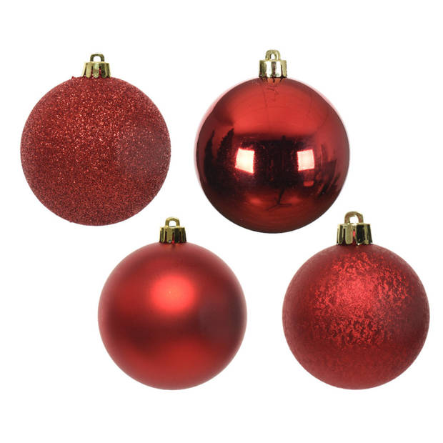 Decoris kerstballen - 30x st - rood - D6 cm - kunststof - Kerstbal