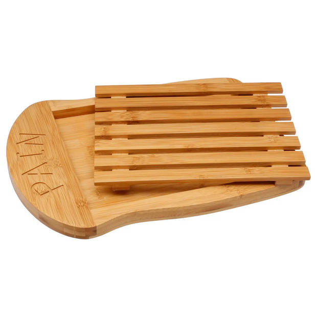 5Five Broodplank met opvangbak - bamboe - bruin - 34 x 26 cm - Snijplanken