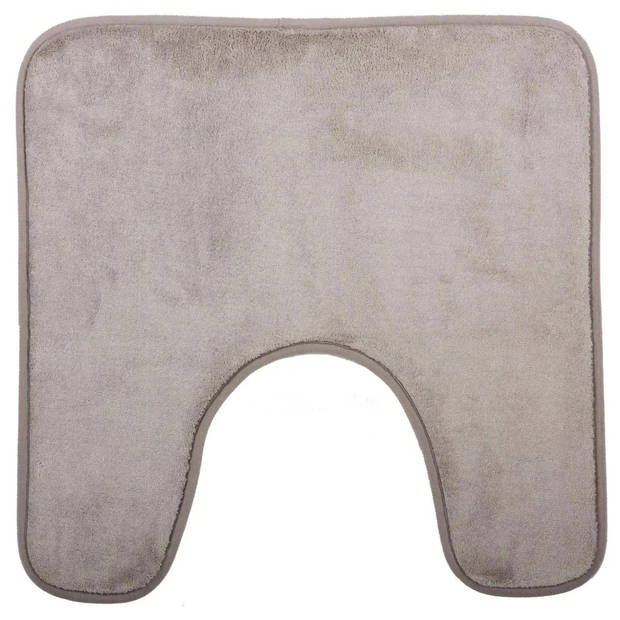 5Five Badkamerkleedje/wc badmat tapijt - memory foam - taupe - 48 x 48 cm - Badmatjes