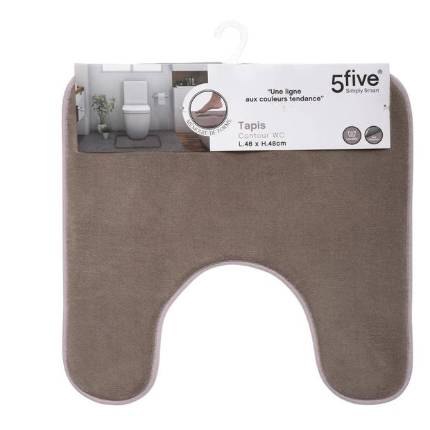 5Five Badkamerkleedje/wc badmat tapijt - memory foam - taupe - 48 x 48 cm - Badmatjes