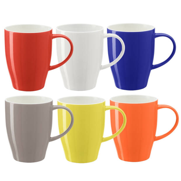 Bellatio Design Koffie mokken/bekers Paris - 6x - porselein - multi kleuren - 350 ml - Bekers