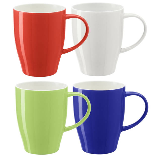 Bellatio Design Koffie mokken/bekers Paris - 4x - porselein - multi kleuren - 350 ml - Bekers