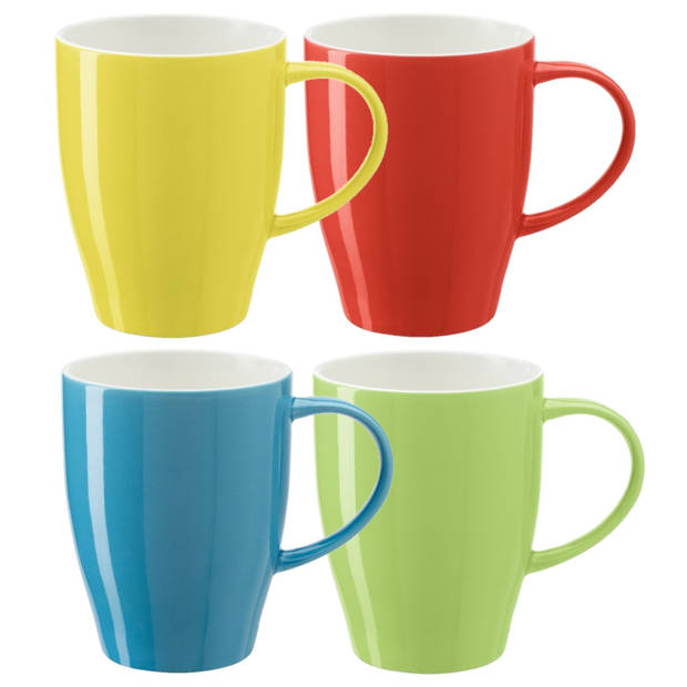 Bellatio Design Koffie mokken/bekers Paris - 4x - porselein - multi kleuren - 350 ml - Bekers