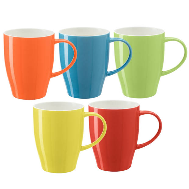 Bellatio Design Koffie mokken/bekers Paris - 5x - porselein - multi kleuren - 350 ml - Bekers