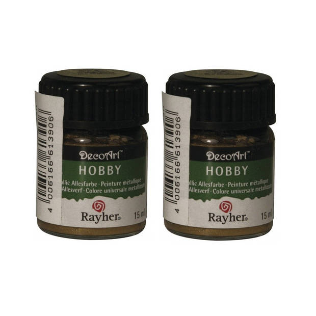 2x Acrylverf/hobbyverf goud 15 ml hobby materiaal - Hobbyverf