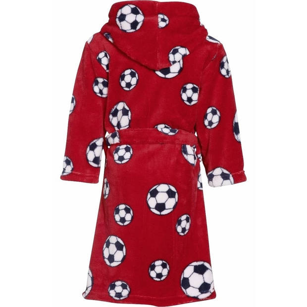 Fleece badjas rood voetbalprint voor jongens 146/152 (11-12 jr) - Badjassen