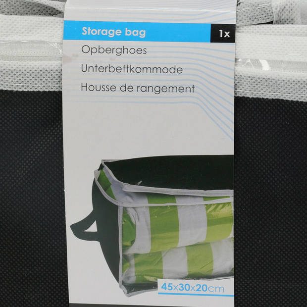 Storage Solutions Opbergtas/beschermhoes beddengoed/kleding - zwart - 45 x 30 x 20 cm - Opberghoezen