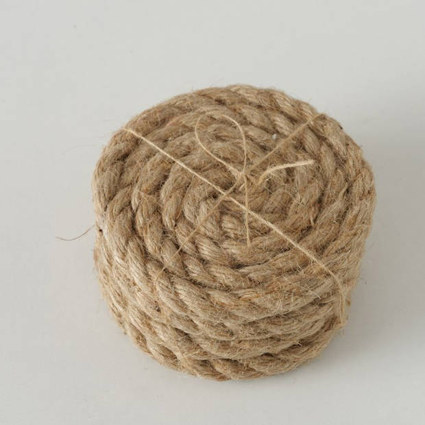 Deco by Boltze glazen onderzetters Rope - 4x - jute - naturel - 10 x 10 cm - opgerold touw stijl - Glazenonderzetters