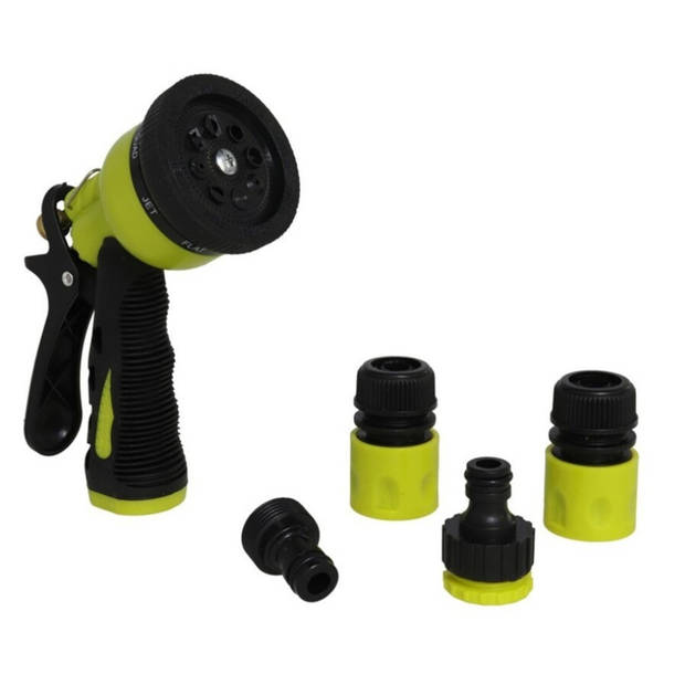 Pro Garden Tuinsproeier set 4-delig - broeskop/sproeipistool met aansluitstukken - 16 cm - Broeskoppen