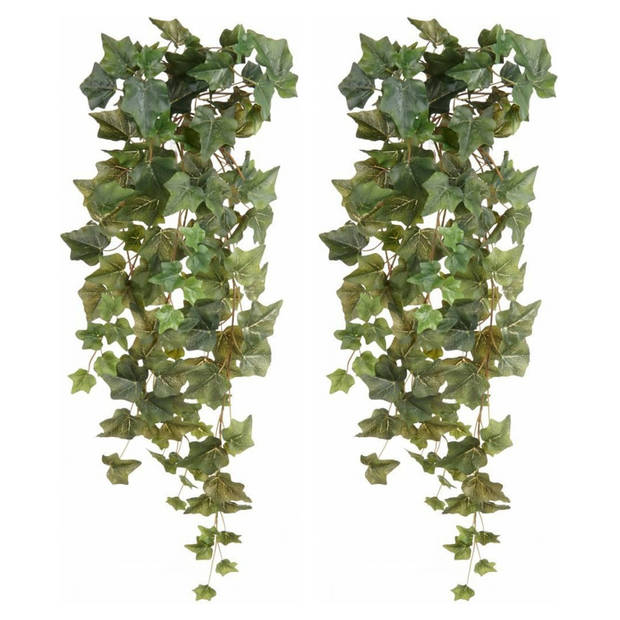 Emerald kunstplant/hangplant - 2x - Klimop/hedera - groen - 70 cm lang - Kunstplanten